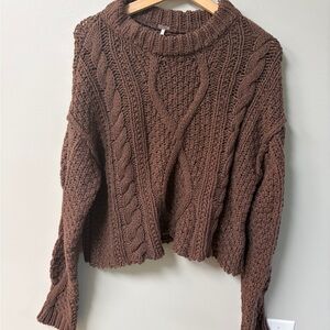 Free People Chocolate Cable Knit Sweater
